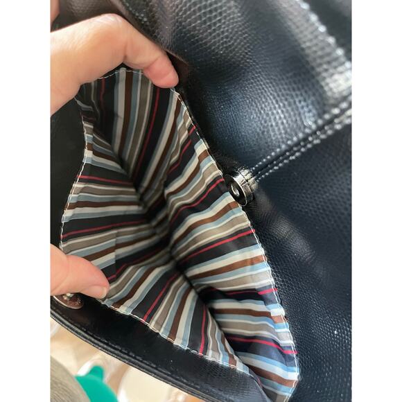 TUCI Italia Lizard Embossed Black Leather Handbag Cross-Body Bag - Picture 6 of 14